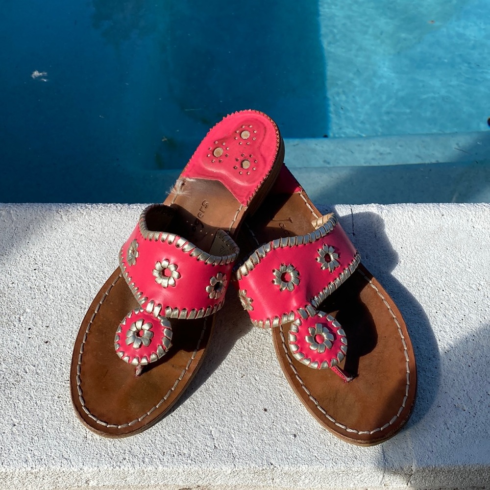 Jack Rodgers Hot Pink and Silver Sandals